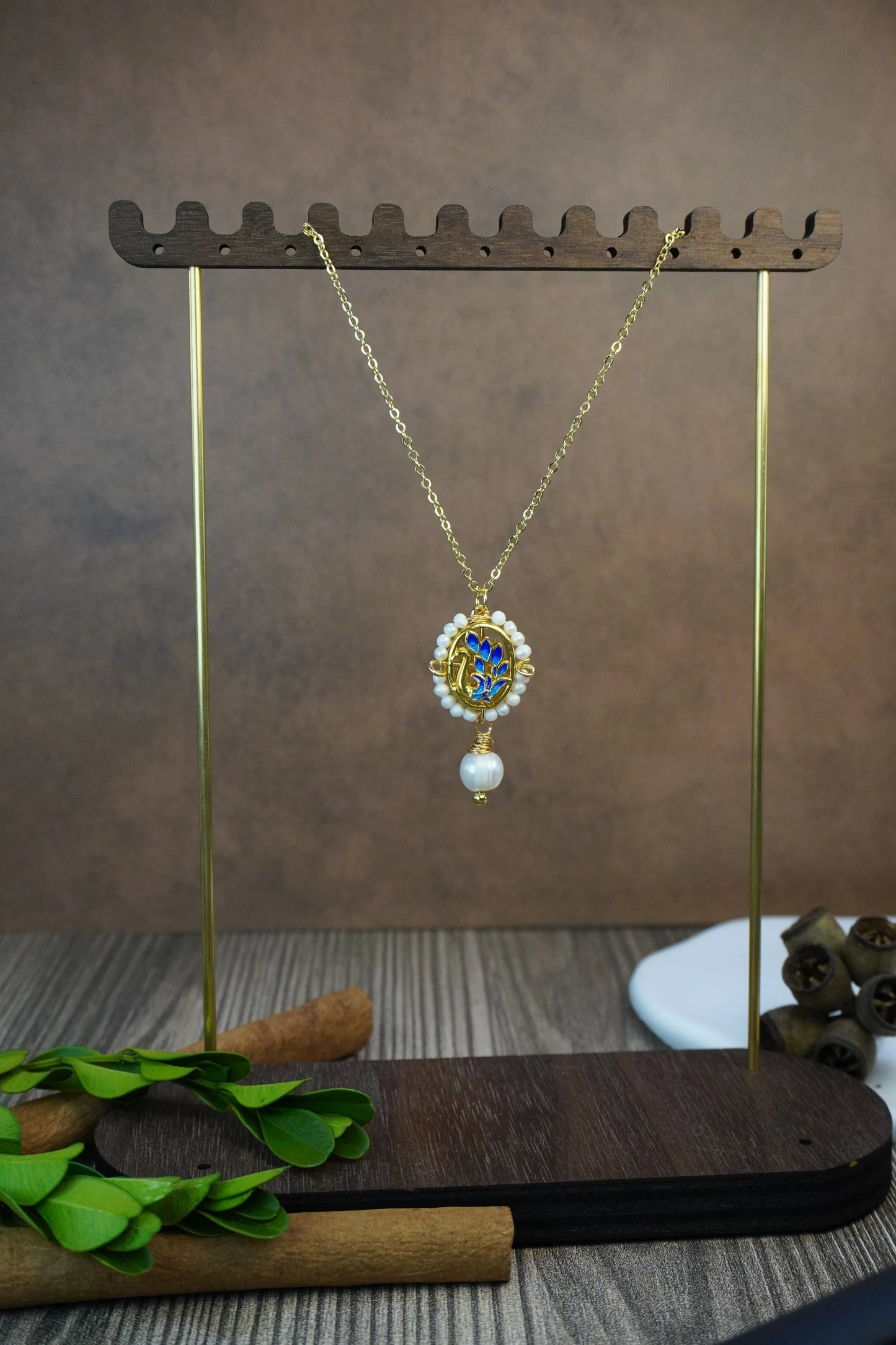 🦢 Vintage Blue Enamel Swan Pearl Matching Jewelry Set, Victorian Cameo Drop Earrings & Pendant Necklace