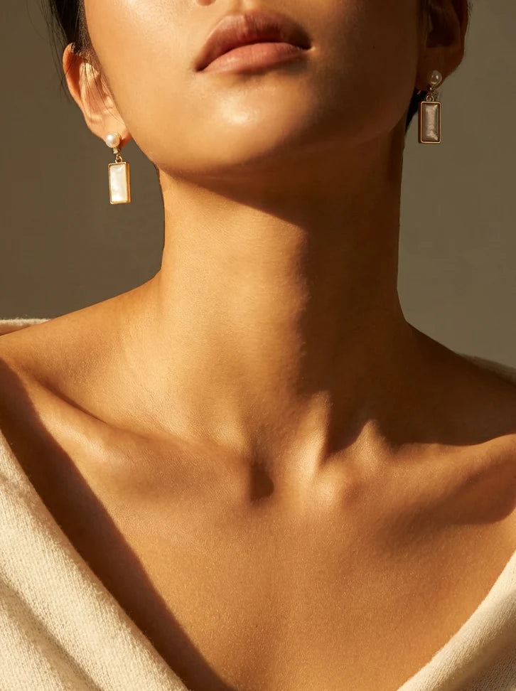 ✨ Elegant Freshwater Pearl Geometric Drop Earrings ✨