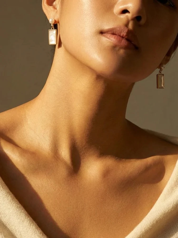 ✨ Elegant Freshwater Pearl Geometric Drop Earrings ✨