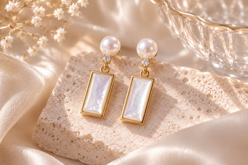 ✨ Elegant Freshwater Pearl Geometric Drop Earrings ✨