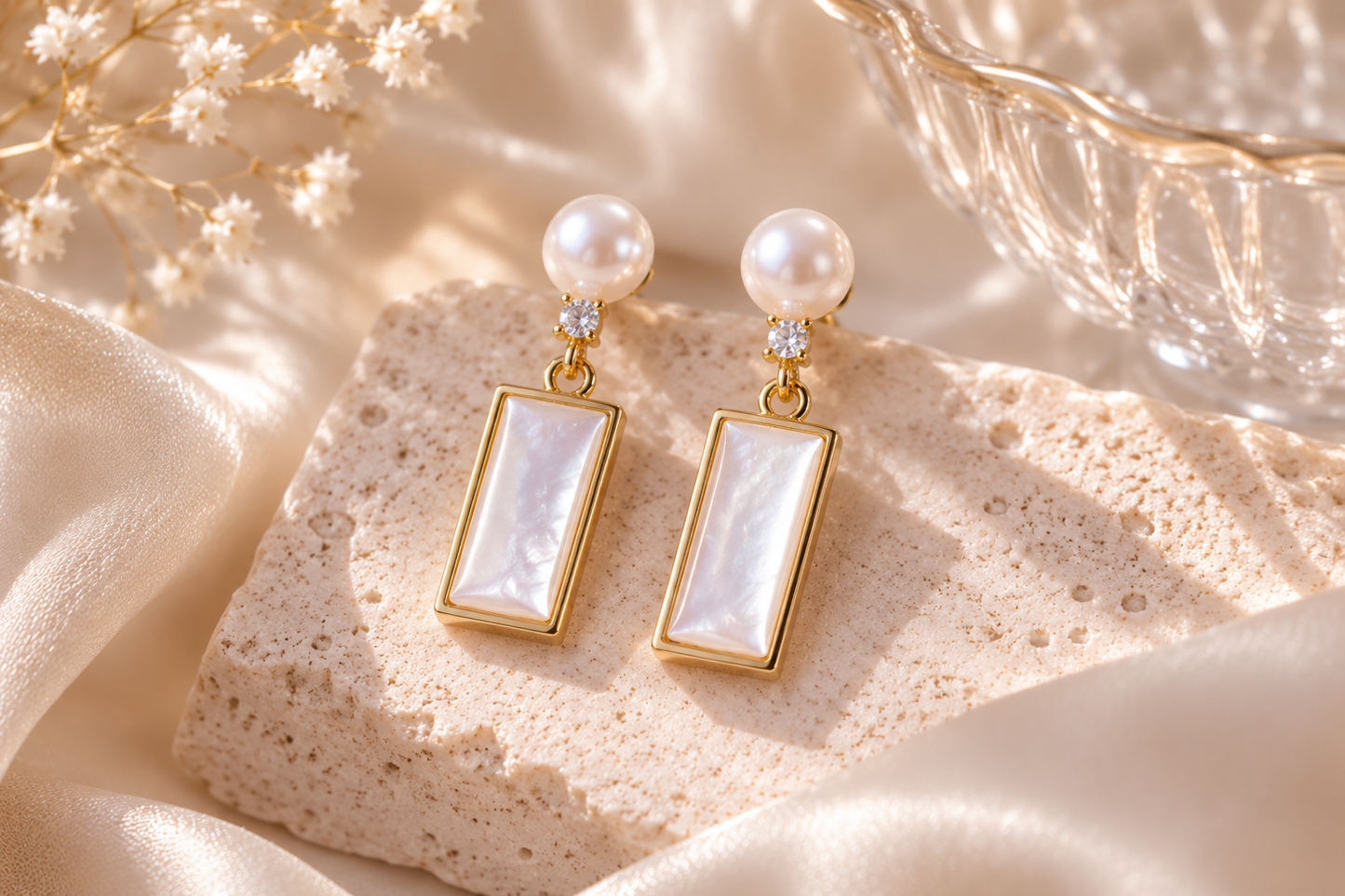 ✨ Elegant Freshwater Pearl Geometric Drop Earrings ✨
