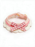 Soft Milk Cotton Cat Collar, Handmade Crochet Bow Bib Collar, Adjustable Reverse Double Button Cute Decorative Neckband for Kitten Small Pet