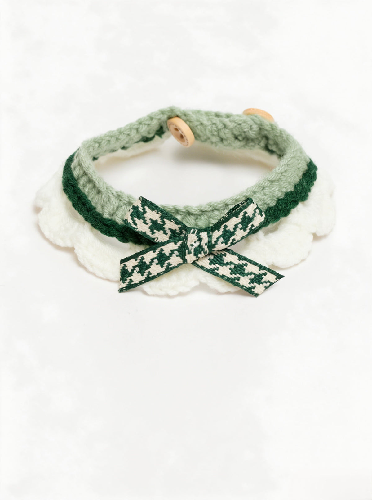 Soft Milk Cotton Cat Collar, Handmade Crochet Bow Bib Collar, Adjustable Reverse Double Button Cute Decorative Neckband for Kitten Small Pet