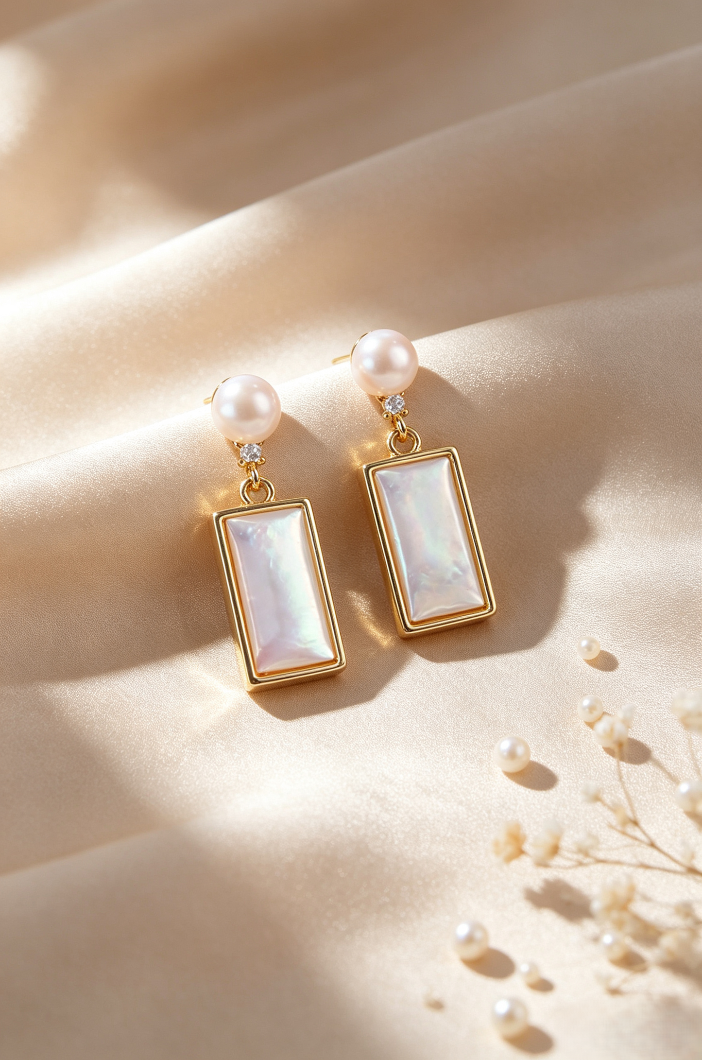 ✨ Elegant Freshwater Pearl Geometric Drop Earrings ✨