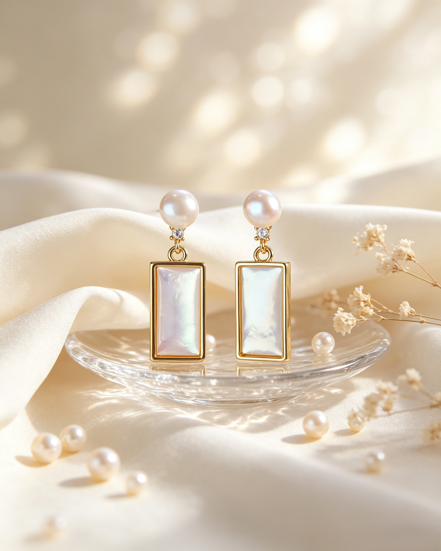 ✨ Elegant Freshwater Pearl Geometric Drop Earrings ✨