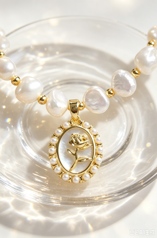 🤍 Romantic Rose Cameo Pearl Matching Jewelry Set for Elegant Daily & Date Outfits